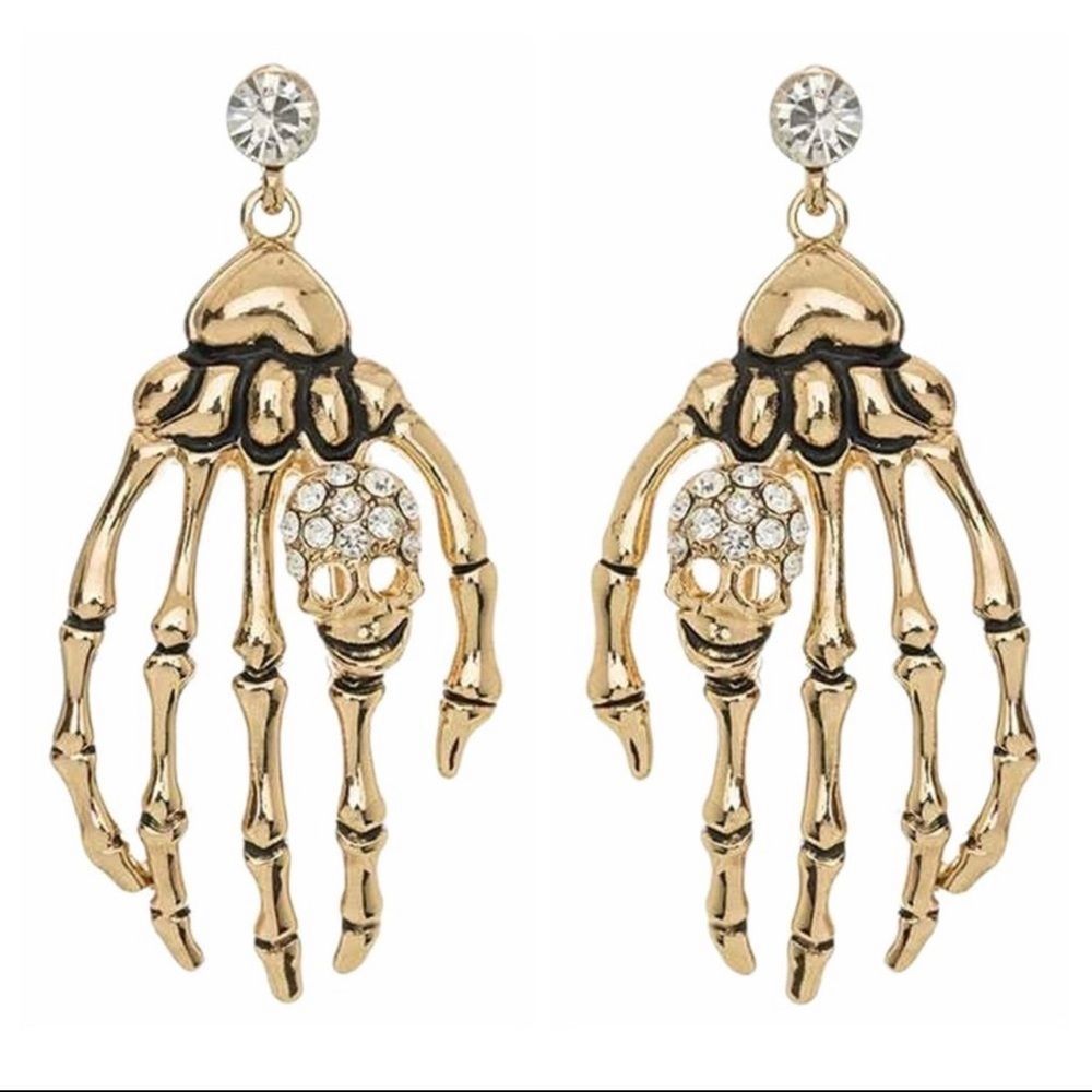 Skeleton Hands Rhinestone Earrings